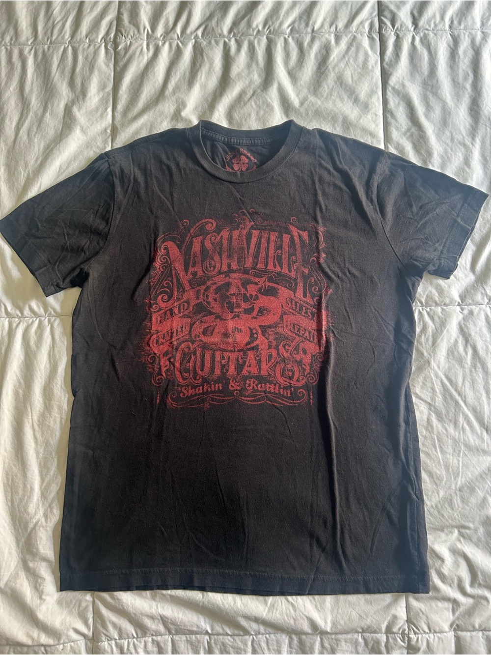 Lucky Brand Men's Nashville Guitars Graphic T-Shirt washed Black Size Medium